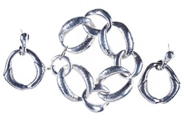 8.5&quot; Chunky Sterling bracelet and earrings - £116.53 GBP