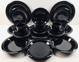 17 Pc Mikasa Rustico Black Plates Bowl Cup Set Vintage Alessandro Dish Japan Lot - £129.99 GBP