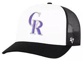 Colorado Rockies MLB &#39;47 Freshman Trucker White Black Mesh Hat Cap Mens Snapback - £20.13 GBP