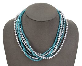 Lucas Lameth Pearl Multi Strand Necklace LUC 925 CN Sterling Silver Clasp 18.5&quot; - £111.13 GBP