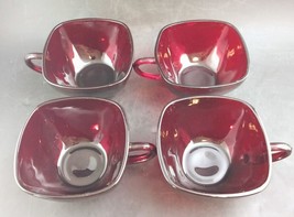 Four Cambridge Glass Royal Ruby Red Square Teacups / Mugs c.1930s - £24.73 GBP