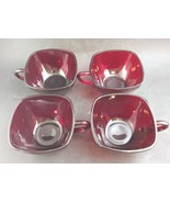 Four Cambridge Glass Royal Ruby Red Square Teacups / Mugs c.1930s - $32.00