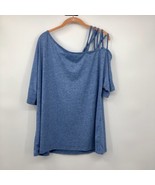Shein Curve T-Shirt Womens 1XL Used Blue Strappy Shoulder - £7.02 GBP