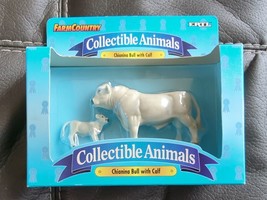 4557 1995 Ertl Farm Country Collectible Animals Chianina Bull with Calf NEW Box - £18.97 GBP