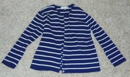 Womens Sweater Cardigan Rafael Sweater Blue White Striped Long Sleeve-si... - £19.73 GBP