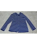 Womens Sweater Cardigan Rafael Sweater Blue White Striped Long Sleeve-si... - £19.83 GBP