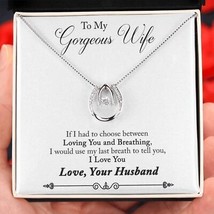 To My Wife Loving You and Breathing Lucky Horseshoe Necklace Message Car... - $52.20+