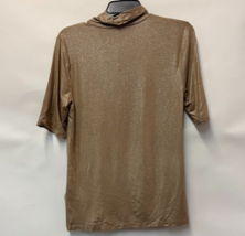 Ralph Lauren Womens L Camel Gold Shimmer Mock Neck Short Sleeve Top NWT BI14 - £27.21 GBP