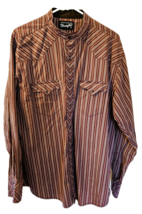 Vintage Men&#39;s Wrangler Authentic Western Long Sleeve Shirt Size XL Band Collar - £11.98 GBP