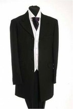 Formal Wedding Herringbone Prince Edward Black Tie Event Jacket in Black - £7.48 GBP