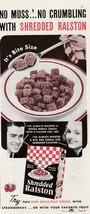 1938 Shredded Ralston Vintage Print Ad No Muss No Crumbling Bite Size Cereal - £10.12 GBP
