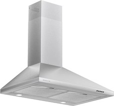 30 Inch Stainless Steel Range Hood, 600 Cfm Wall Mounted Vent Hood With ... - $352.99