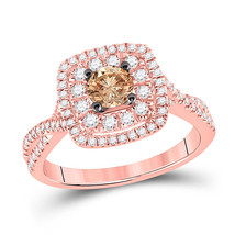14kt Rose Gold Round Brown Diamond Solitaire Bridal Wedding Engagement Ring 7/8 - £1,321.74 GBP
