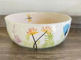 Farval Hand Painted Flowers &amp; Dragonflies Serving Bowl Dish Portugal New 8”x3” - $29.99