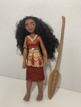 Disney Store Feature Doll Moana singing posable 11&quot; figure How Far I&#39;ll Go oar - £15.63 GBP