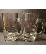 2 HEAVY GLASS BEER MUGS RIBBED AT THE BOTTOM - $50.79 CAD