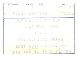 Grateful Dead Concert Ticket Stub November 11 1985 Meadowlands New Jersey - £27.24 GBP