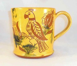 1995 Breininger Glazed Sgraffito Decorated Quart Mug Yellow Brown Bird &amp;... - £114.93 GBP