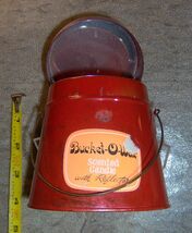 red tin metal VINTAGE Bucket-O-Wax Scented Candle w/ Reflector Bayberry ... - $46.11