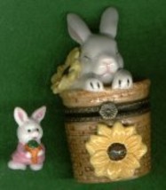 BUNNY RABBIT IN BASKET HINGED BOX - £8.77 GBP