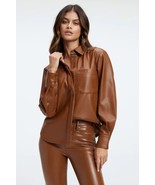 Brown Casual Stylish Shirt Women Genuine Handmade Lambskin Leather Forma... - €93,39 EUR