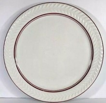 VINTAGE &quot;SHENANGO&quot; China Dinner Plate Syracuse Embossed Laurel Red Band 10 1/2&quot;D - £11.69 GBP