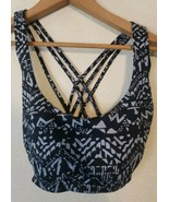 Victoria Secret Sports Bra SMALL Black Gray Tribal Printed Criss Cross A... - $15.44 CAD