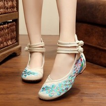 Spring Handmade Woman Ballet Flats Sequined Peacock Embroidery Old Peking Casual - £22.13 GBP
