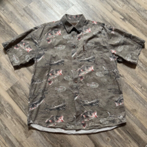 Magellan Bass Fishing Print Button Down Shirt Mens Large Short Sleeve Fish - $11.64