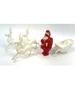 Vintage Plastic Santa Sleigh Reindeer Candy Container White Lot Centerpiece - €27,22 EUR