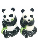 Cute Giant China Panda Bear With Bamboo Ceramic Salt Pepper Shaker Set F... - $23.13 CAD