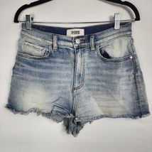 VS Pink Hi Waisted Cut Off Denim Shorts Women Sz 8 Blue Distressed 1.5" ... - $8.51