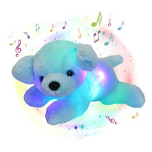 15&#39;&#39; Blue Light Up Musical Dog Stuffed Animal Soft Plush Puppy Toy Pillow With L - £34.79 GBP