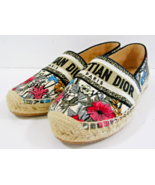 Christian Dior Granville Mille Fleurs Cotton Logo Embroidered Flats 37.5 - €230,55 EUR