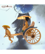 Japanese Rickshaw Plastic Celluloid Geisha with Umbrella Japan Antique - $102.18