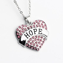 Pink Crystal HOPE Heart Necklace - $56.34 MXN