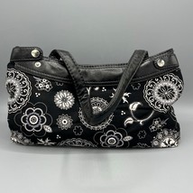 Thirty-One Handbag Black &amp; White Paisley Floral Design Purse 12&quot;x9&quot;x3&quot; - £15.52 GBP