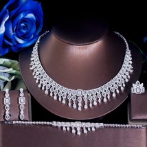 4 PCS Shiny Full Cubic Zirconia Luxury Dubai Nigerian Wedding Bridal Party Dinne - £74.63 GBP
