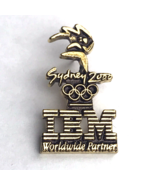 IBM Olympics Sponsor Sydney Pin Button Australia Gold Tone - £10.18 GBP