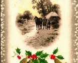 Holly Bells Winter Scene Iced Border A Joyful Christmastide 1910s DB Pos... - $3.91