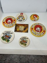 Lot of 7 Vintage Ronald McDonald&#39;s Badge Pinbacks Pins - £16.86 GBP