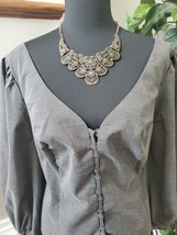 Casting Women&#39;s Gray Polyester &amp; Rayon Long Sleeve V-Neck Top Shirt Size 3X - £22.51 GBP