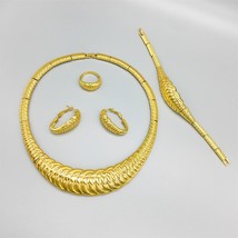 New Dubai Set For Women Bridal Necklace Earring Bracelet Ring Set Rhinestones Lu - £54.73 GBP