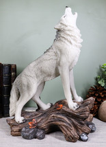 Large Cries Of The Night Howling Alpha Gray Wolf Statue 12&quot;H Spirit Wolv... - $39.95