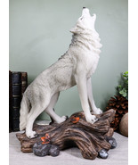 Large Cries Of The Night Howling Alpha Gray Wolf Statue 12&quot;H Spirit Wolv... - $54.61 CAD