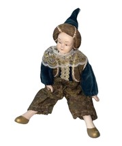 Jester Doll Porcelain Holiday Mardi Gras Celebration Collectible 12” - £12.85 GBP