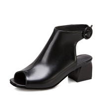 Women Sandals Peep Toe Plus Size 43 44 45 46 47 48 Shoes Handmade Black Yellow K - £63.64 GBP