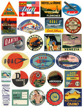 Vintage Hotel Luggage Label Stickers - Pack of 25 Suitcase Travel Decals - £13.57 GBP