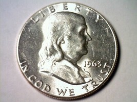 1963 FRANKLIN HALF DOLLAR UNCIRCULATED UNC. NICE ORIGINAL COIN FROM BOBS... - £12.74 GBP