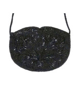 Black Beaded Shoulder Bag Crossbody for Party, Zipper and Interior Pocket  - £19.54 GBP